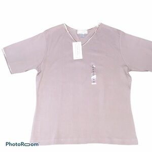 Studio Works Short Sleeve Satin Trimmed T-Shirt-2X